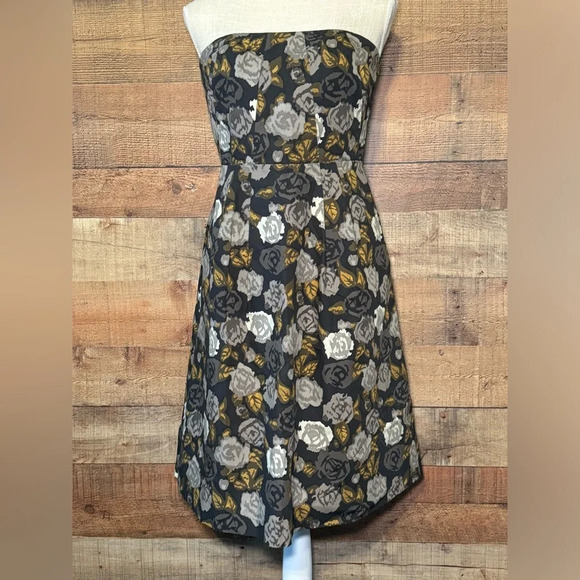 🌻 J.Crew Marielle Dress Solstice Floral in Women's size 6 Strapless Cocktail - Picture 2 of 10
